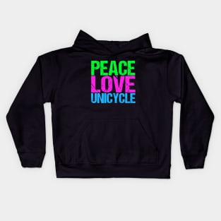 Peace Love Unicycle Kids Hoodie